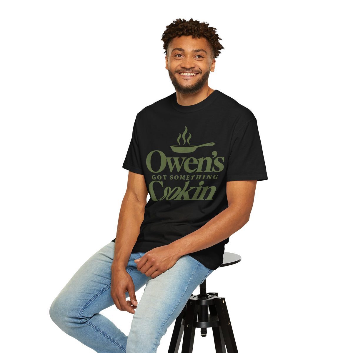 Owen’s Got Something Cookin T-Shirt Sage writing